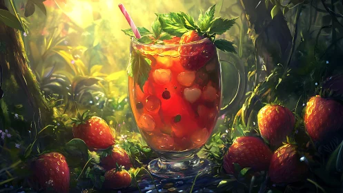 Crimson Berry Punch with Mint Garnish.