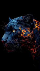 Leopard's Fiery Spirit Glows Against Midnight Shadows