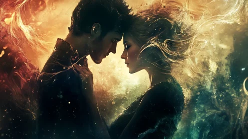 Two Souls Connected in Glowing Light and Magic