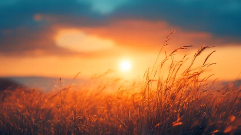 Golden sunset whispers through a quiet summer field.