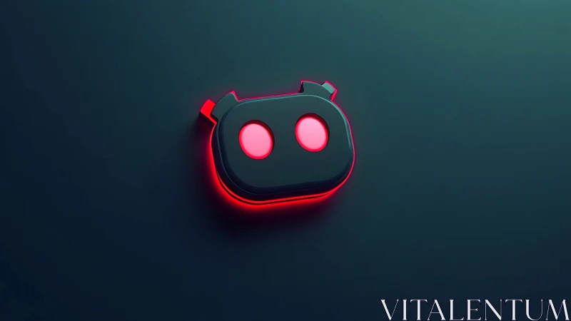 Stylized dark robot icon emits red neon edge lighting