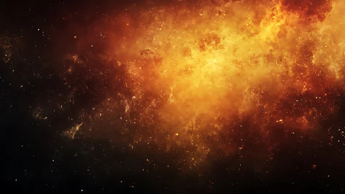 Diffuse orange nebula field against dark interstellar background.