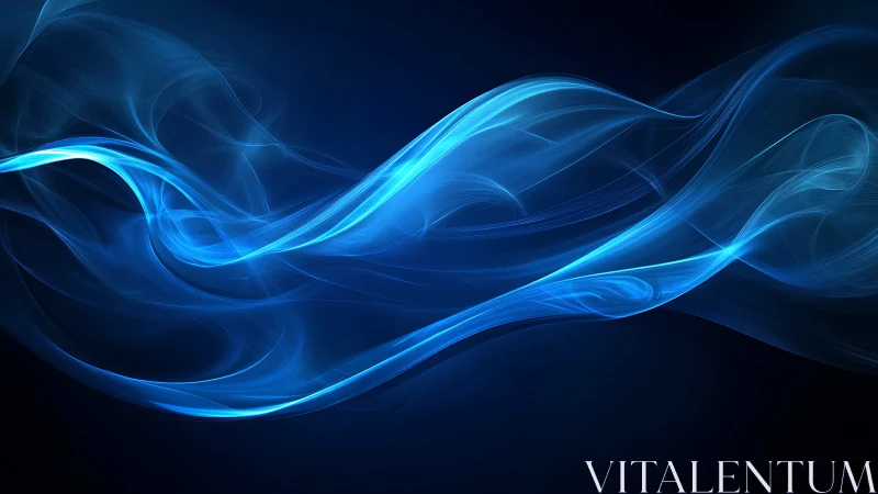 Blue luminous energy waveforms on dark gradient background