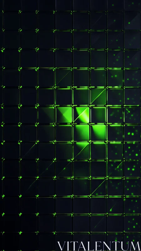 Green illuminated grid pattern with geometric light accents.