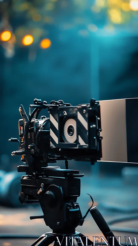 Cinematography camera rig with matte box isolated in shallow depth