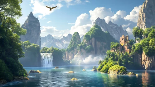 Hidden citadel listens to whispering waterfalls and soaring hawk