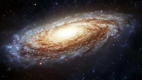 Edge-on spiral galaxy with luminous bulge and star-forming arms.