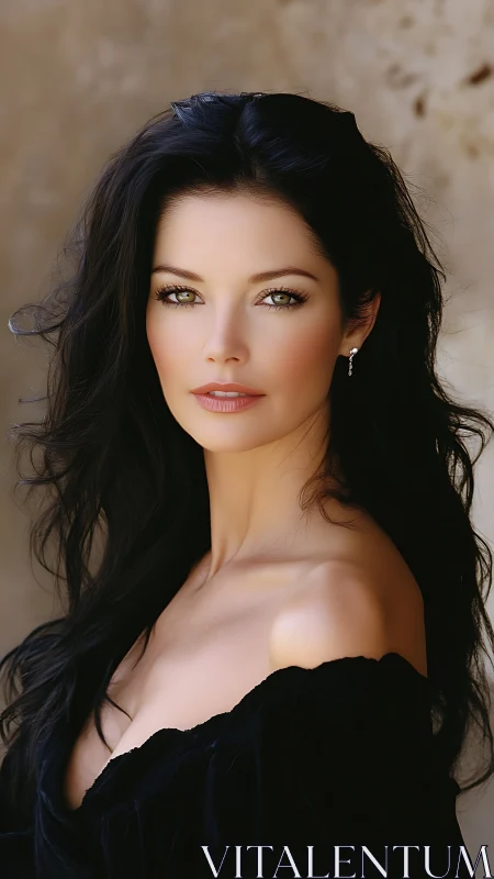 Portrait of dark haired woman with soft natural light