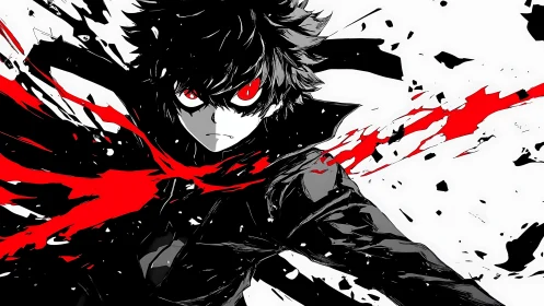 Stylized anime antihero rendered in high-contrast ink dynamics