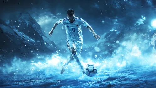 Glacier-born striker weaving blue lightning across night fields.
