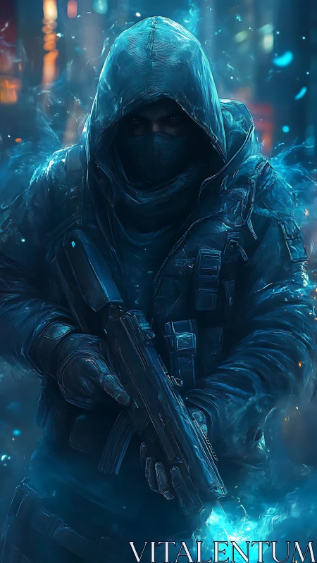 Cryogenic urban operative with luminescent plasma rifle.