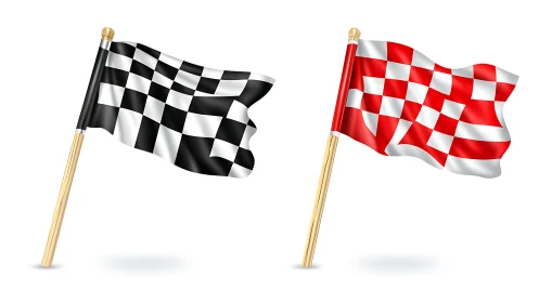 Racing checkered flags rendered with dynamic fabric simulation