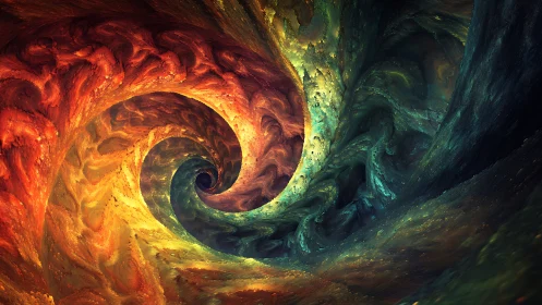 Bifurcated fractal vortex in luminous thermodynamic color fields.