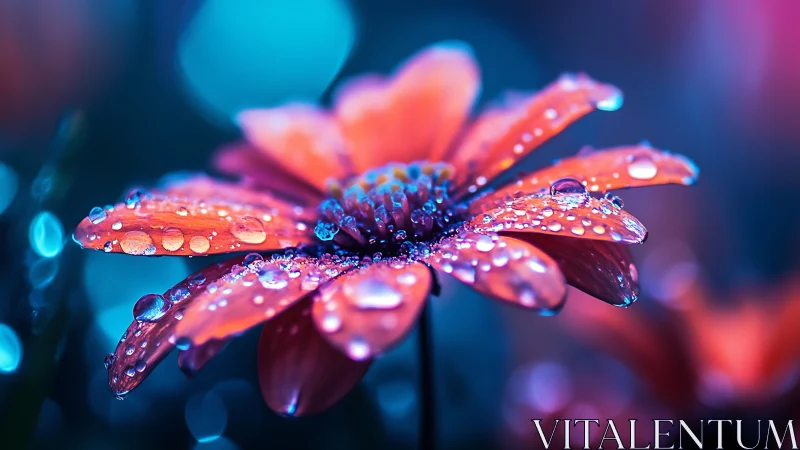 Glistening Petals Dance in Neon Twilight