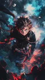 Fiery young warrior charges through swirling stormlight