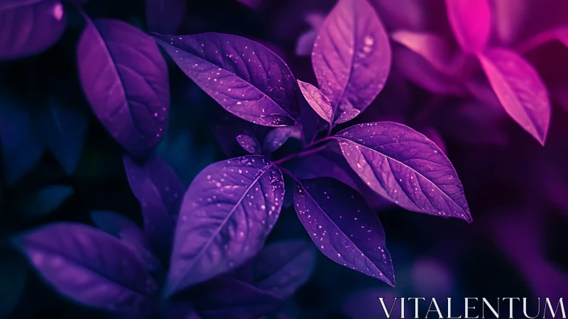 Macro foliage study with magenta cyan split-toning and bokeh