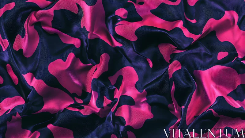 Electric magenta camo waves ripple across silky midnight folds.