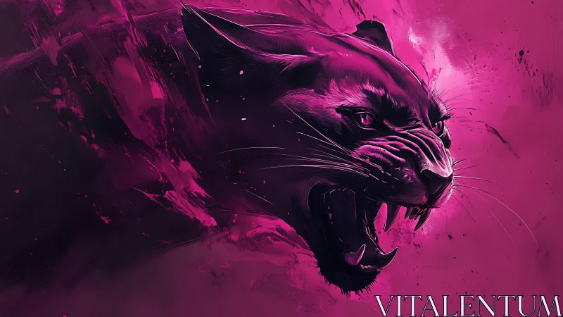 Neon Rage: Feline Fury Erupts in Magenta Chaos