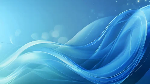 Curved translucent blue waveforms on light gradient background.
