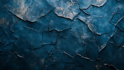 Textured cobalt cracked wall with metallic patina finish.