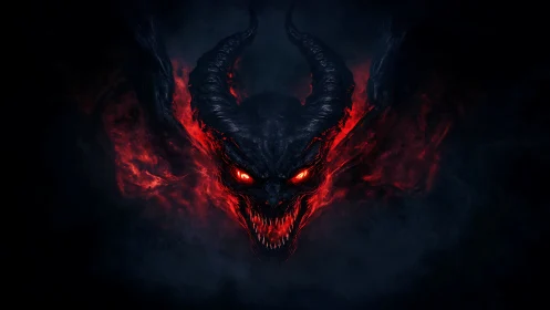 Midnight inferno grin slices through the void with ember eyes