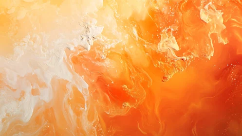 Orange and white fluid swirl abstract with soft gradients.