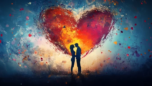 Two souls ignite beneath an exploding heart of pure fire