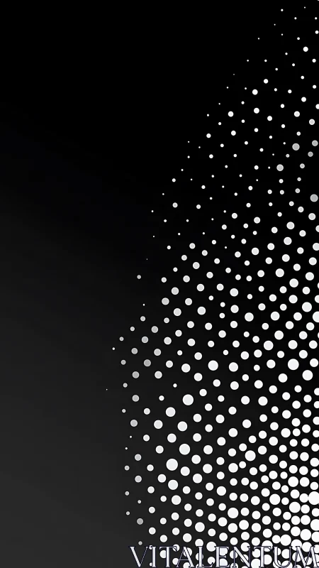 Monochrome halftone dot gradient forms diagonal field