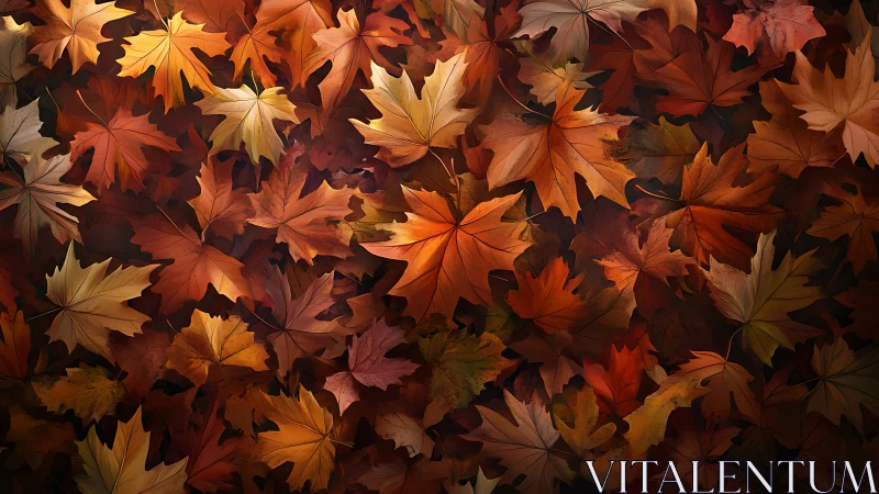 Layered maple foliage in dense autumnal gradient color field