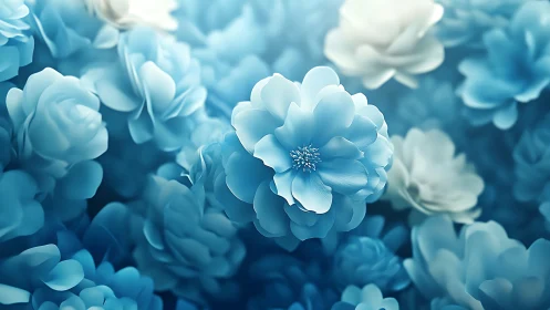 Cerulean Petals: Whispered Blooms in Soft Azure Solitude.