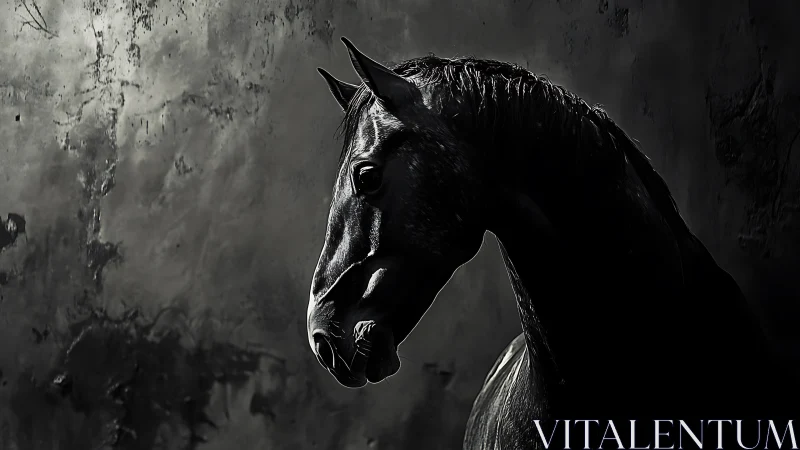 Side profile shows a horse head in high contrast lighting