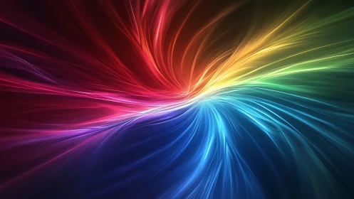 Radiant energy ribbons converge in a luminous color vortex