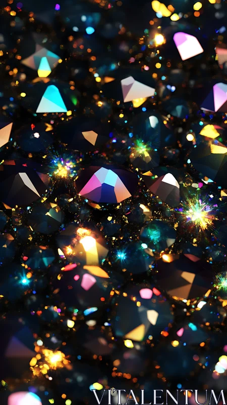 Multicolored faceted gems rendered with high specular lighting