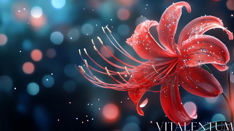 Red Lily with Water Droplets.