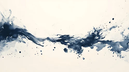Abstract blue ink splash on white background, modern minimalist art.