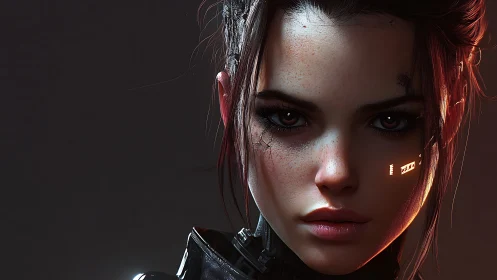 Cybernetic woman portrait with cinematic rim lighting.
