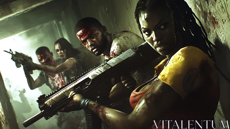 Survivors hold the hallway with tense focus and gritty resolve