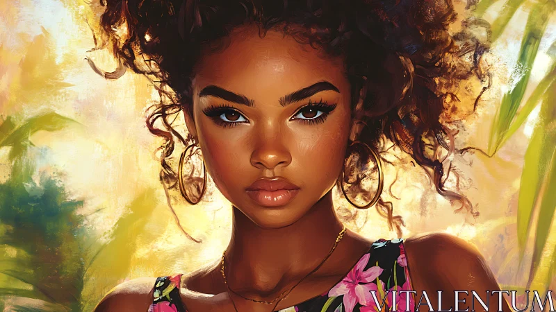 Sunlit portrait celebrates confident beauty and lush color