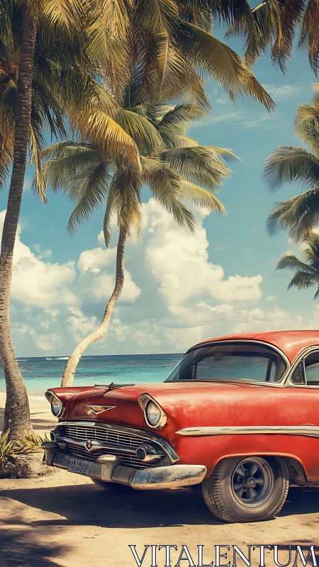 Sun-faded classic cruises through a lazy palm-lined shoreline.