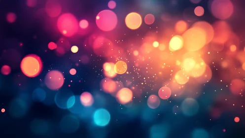 Vibrant abstract bokeh lights in vivid colors, digital art style.