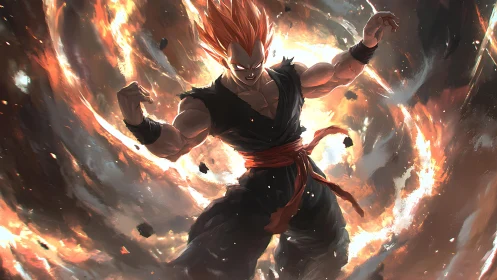 Inferno-charged warrior unleashes a storm of raw power.