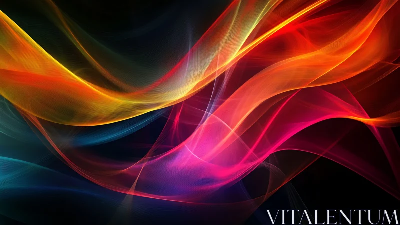 Colorful light waves flow across a luminous dark canvas.