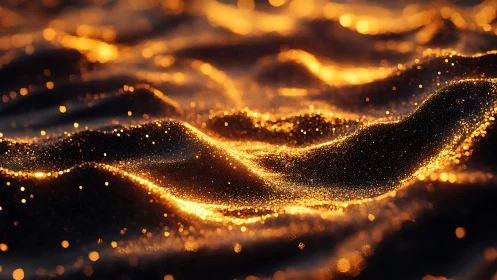 Golden light dancing across waves of glowing sand.