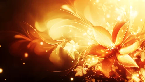 Solar-petal bloom pirouettes through molten amber light