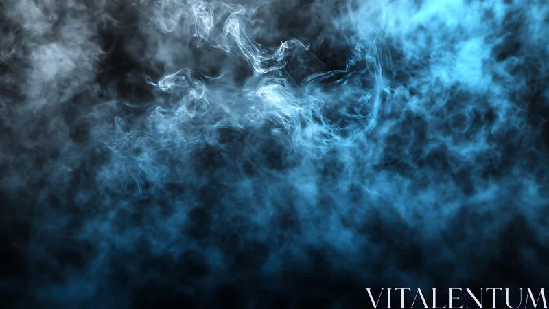 Ethereal Blue and White Smoke Swirling Abstract Background.
