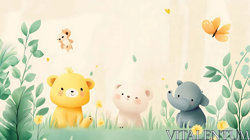 Sunny forest friends sharing a gentle springtime moment.