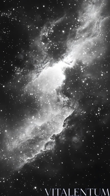 Monochrome emission nebula field with dense stellar scattering.