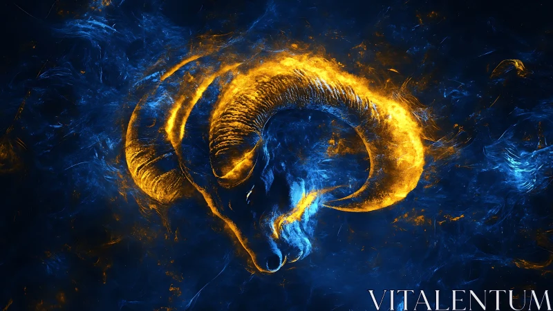 Energetic ram skull rendered in high-contrast plasma fractal field