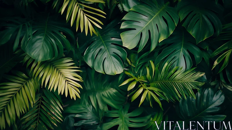 Lush green jungle leaves creating a calm, cozy hideaway.