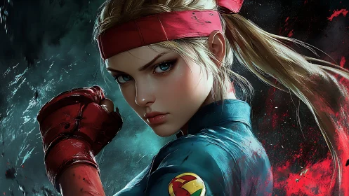 Female fighter rendered in detailed digital portrait format